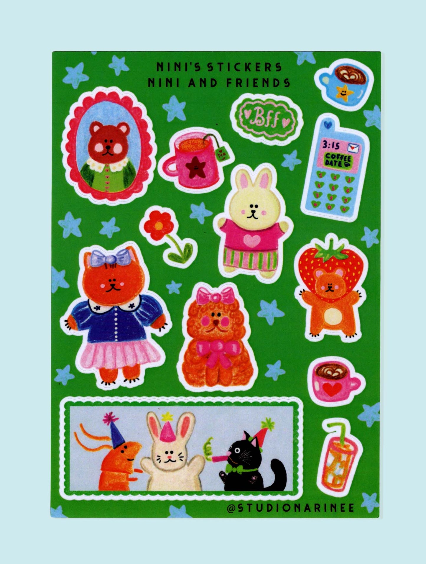 Nini & Friends ! Planche de stickers A6