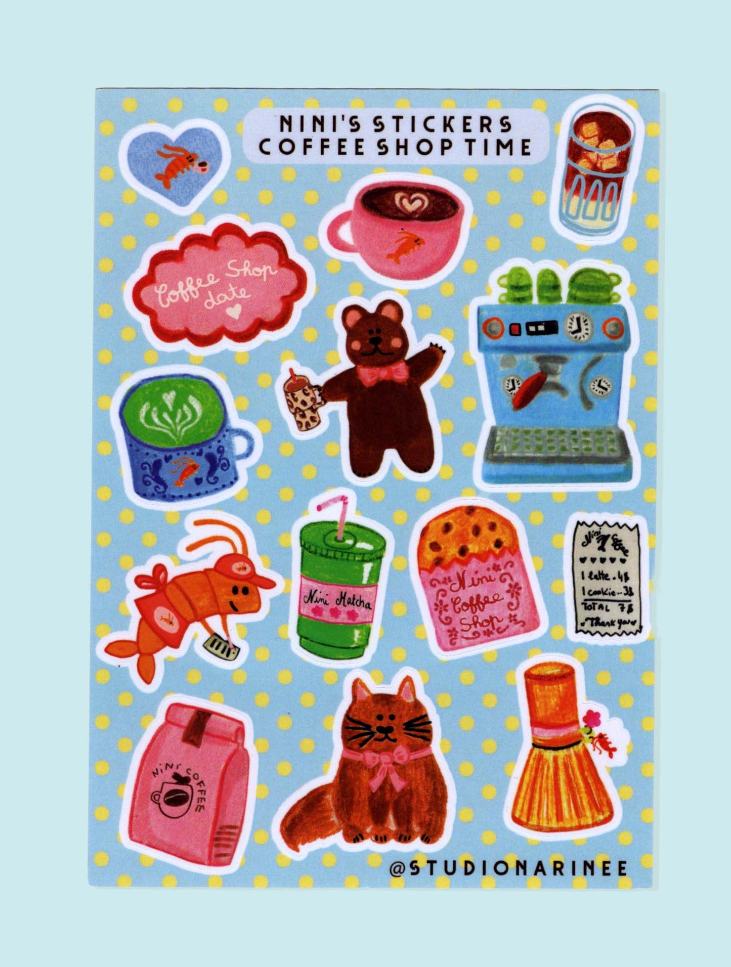Coffee Shop Time - Planche de stickers A6