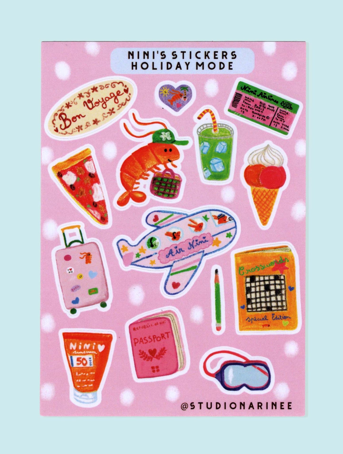 Holiday Mode ! Planche de stickers A6