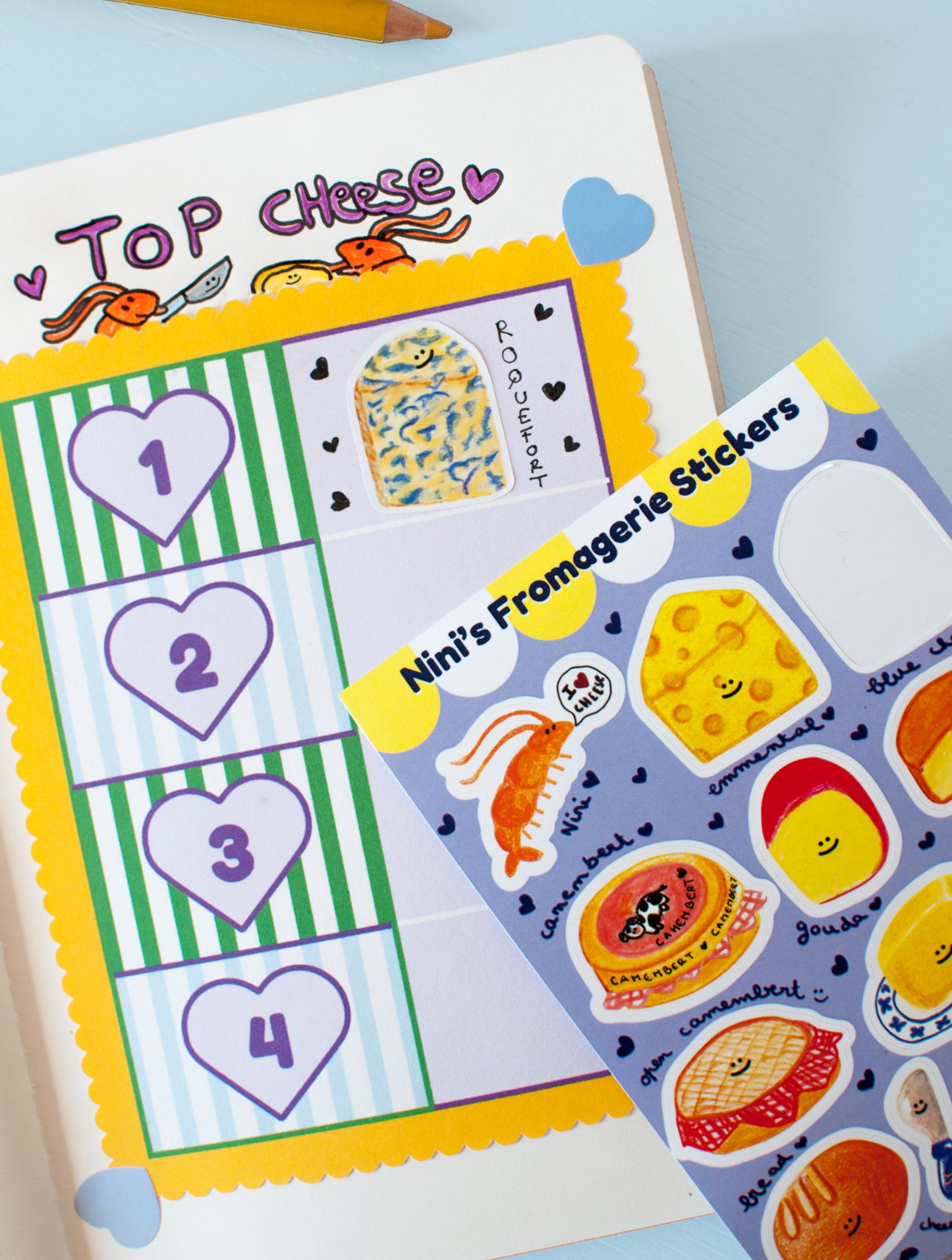 Cheese Lover – Planche de stickers A6