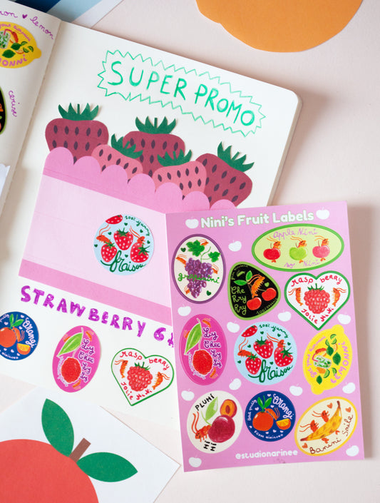 Fruit Labels – Small Sticker Sheet 10x14cm, Non-Waterproof