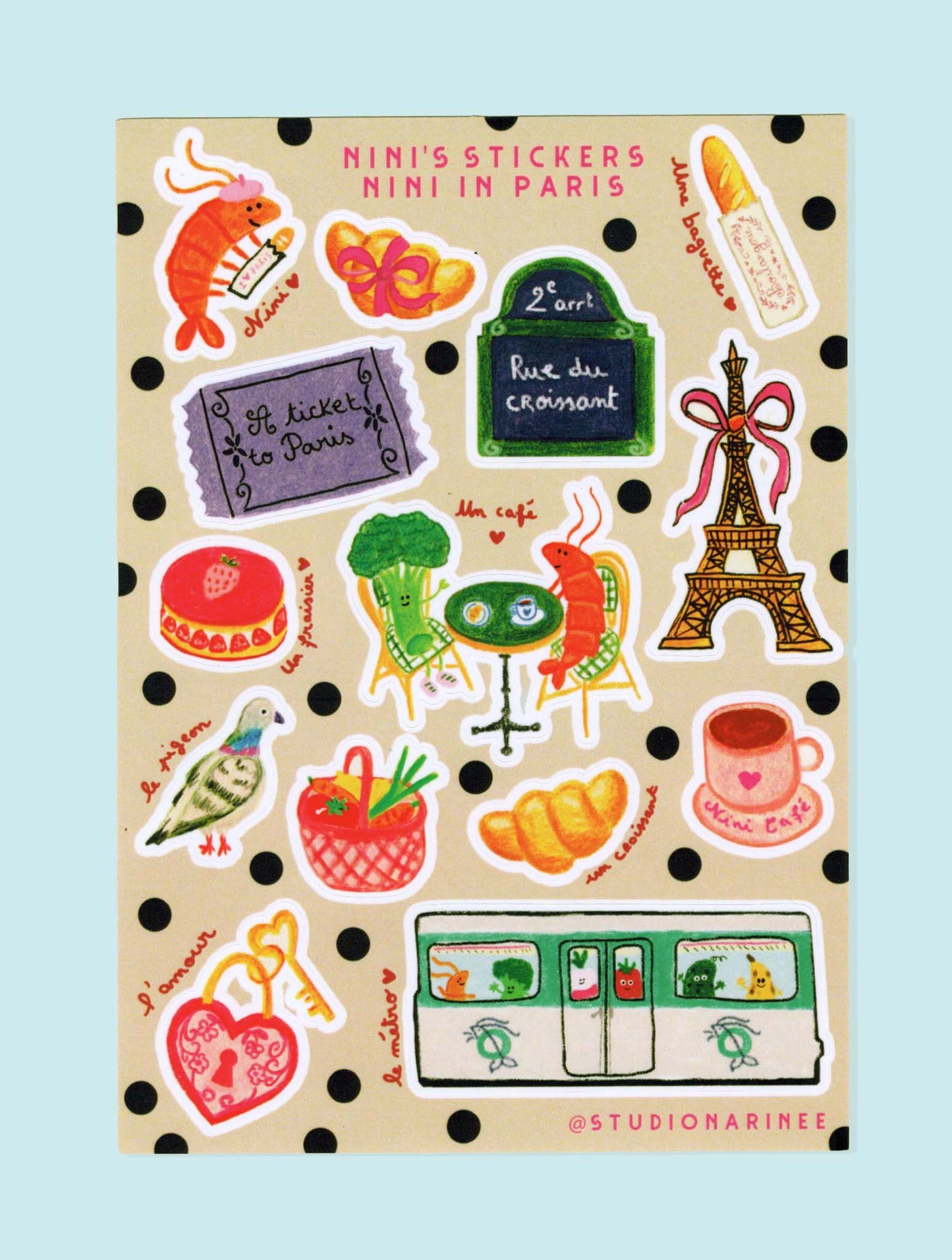 Nini in Paris - Planche de stickers A6