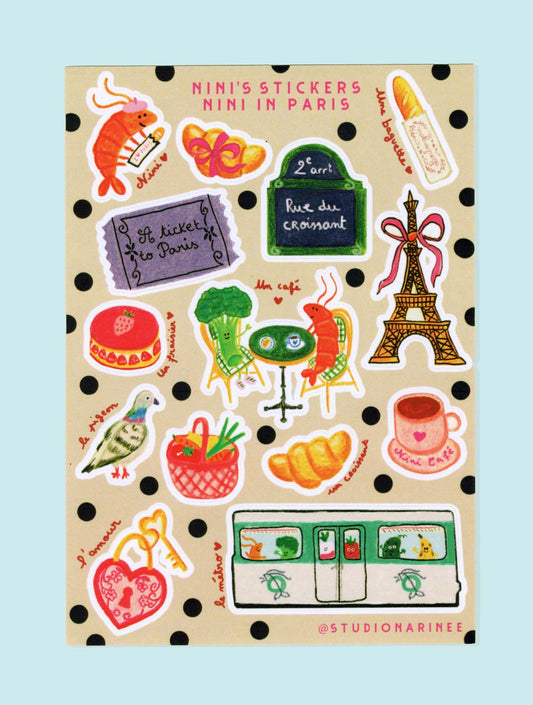 Nini in Paris - Planche de stickers A6