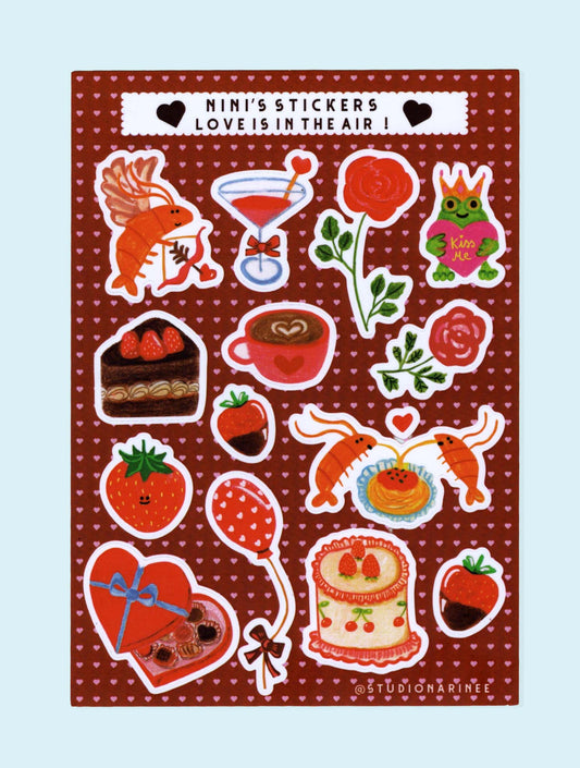 Love is in the air !  Planche de stickers A6