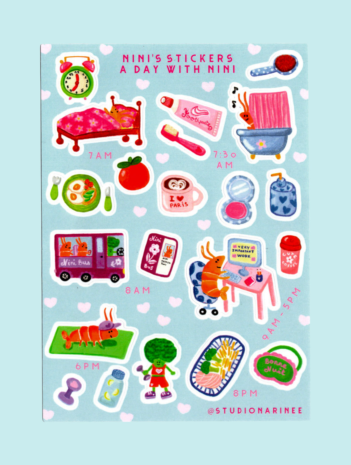 A day with Nini Planche de stickers A6