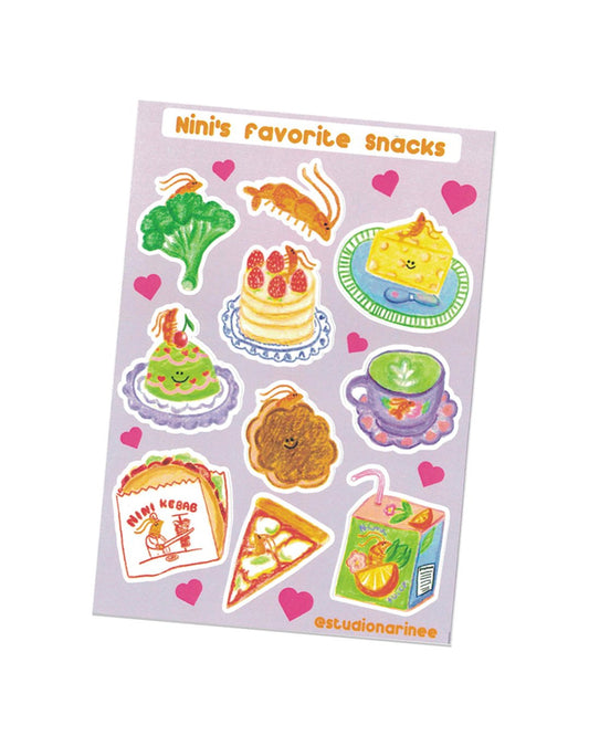 Nini's Favorite Snacks– Planche de stickers  A6