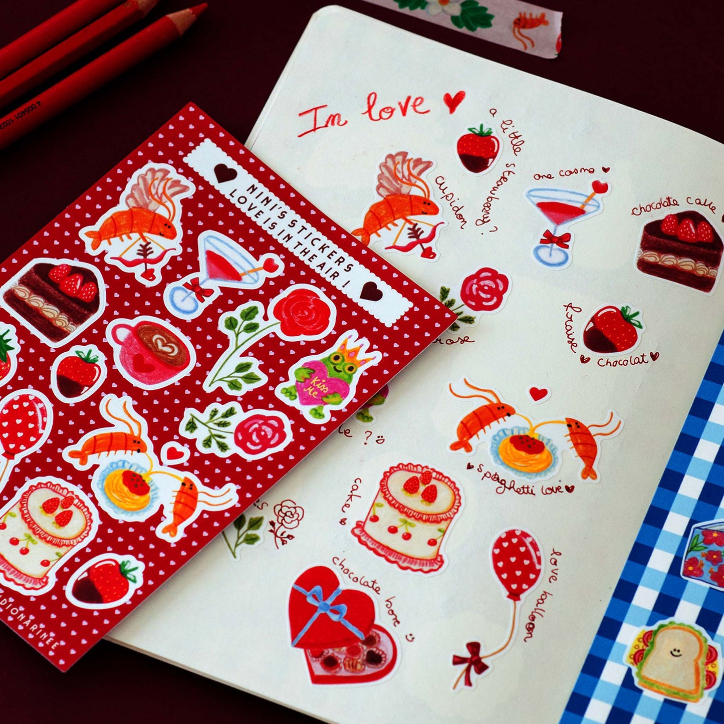 Love is in the air !  Planche de stickers A6