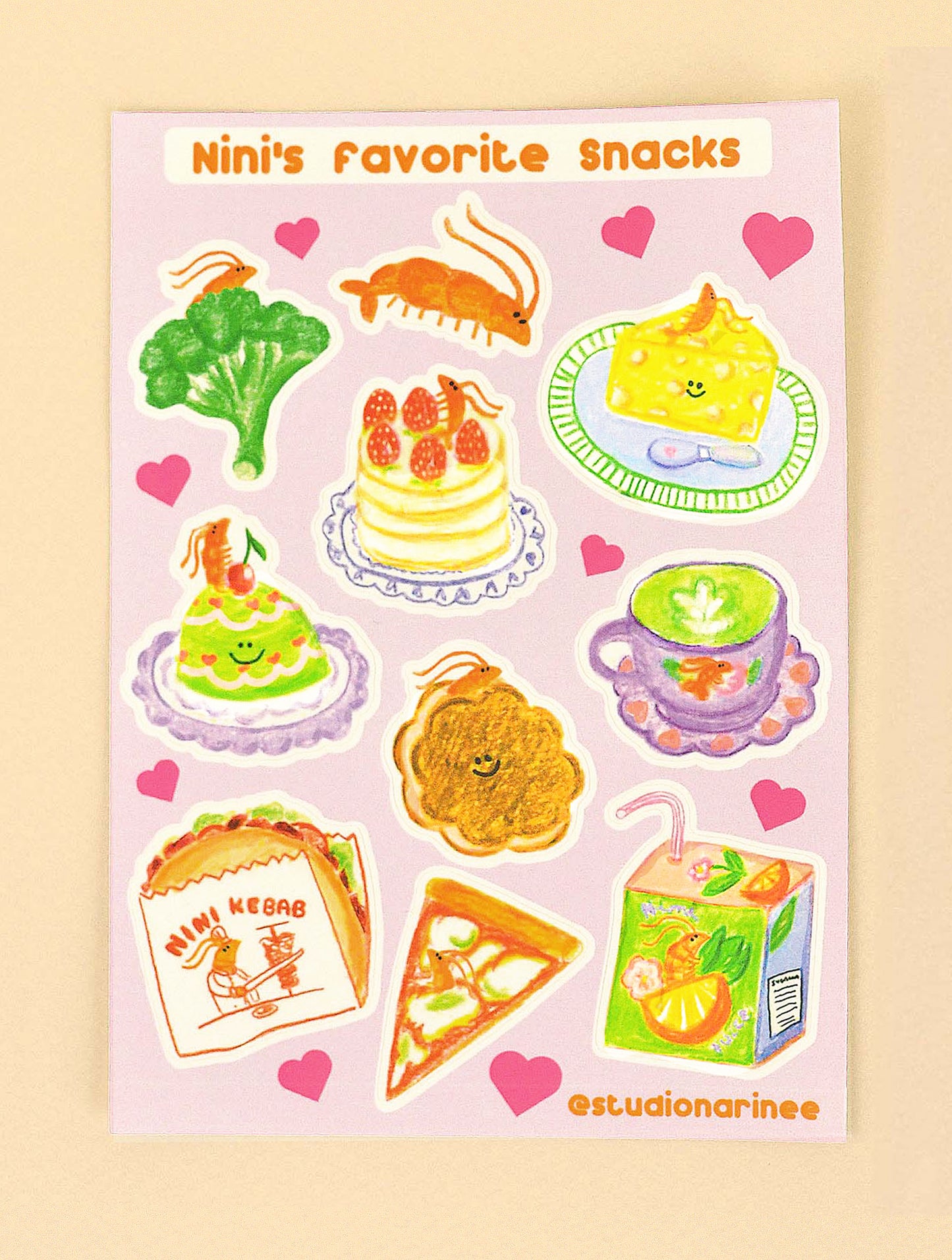 Nini's Favorite Snacks– Planche de stickers  A6