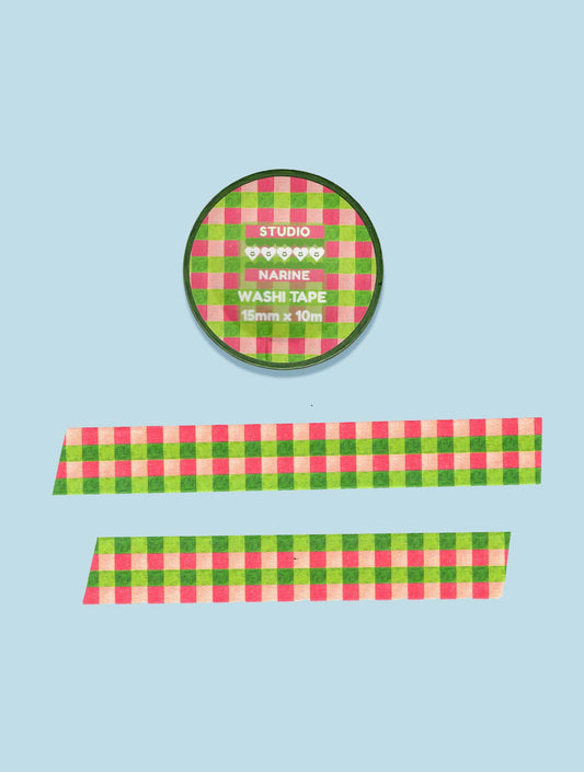 Masking Tape - Gingham Pink & Green
