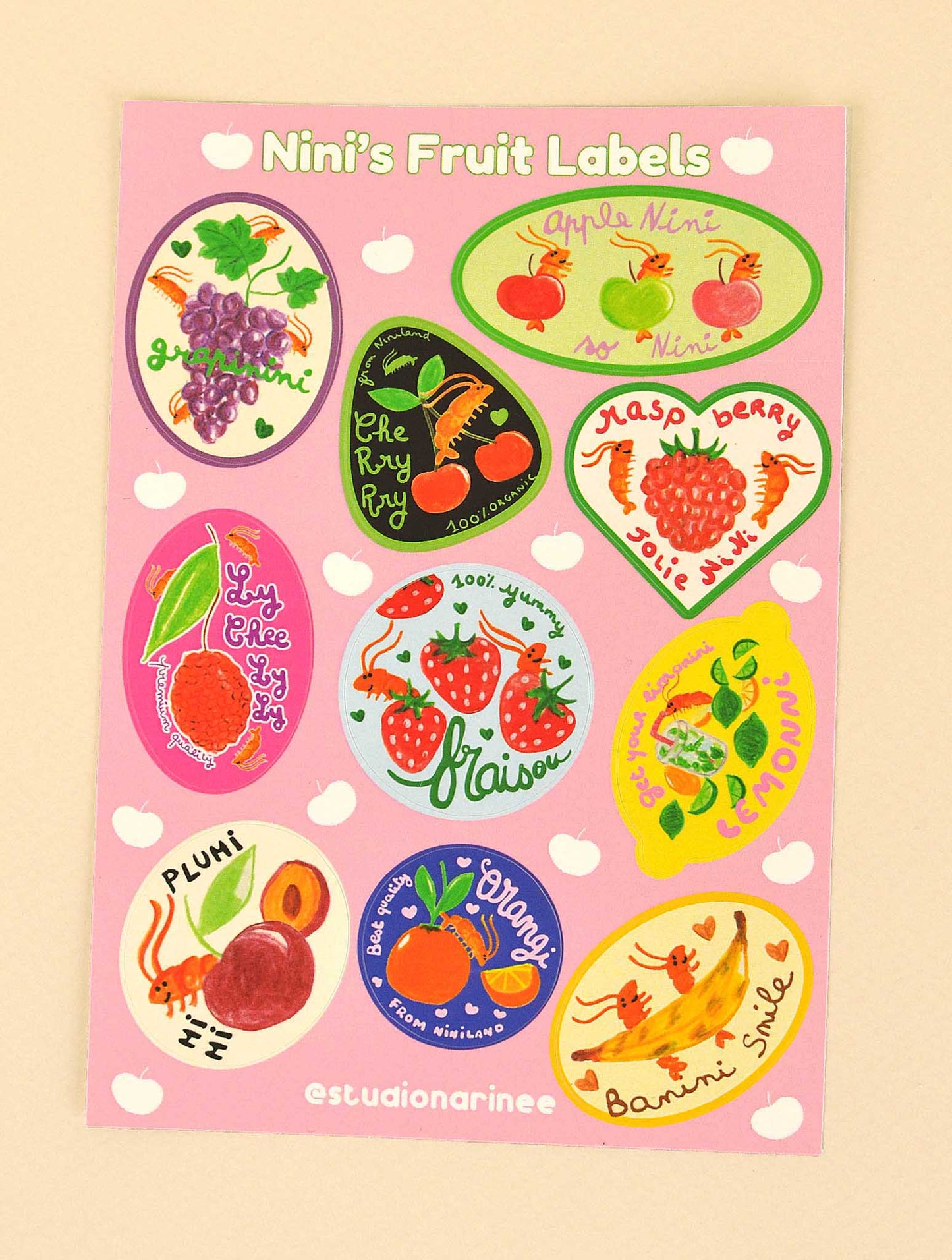 Fruit Labels – Small Sticker Sheet 10x14cm, Non-Waterproof