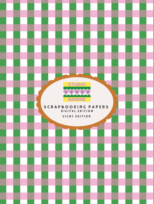 Scrapbooking Papers- Gingham Edition- 20 A4 sheets- Reading-to-print PDF