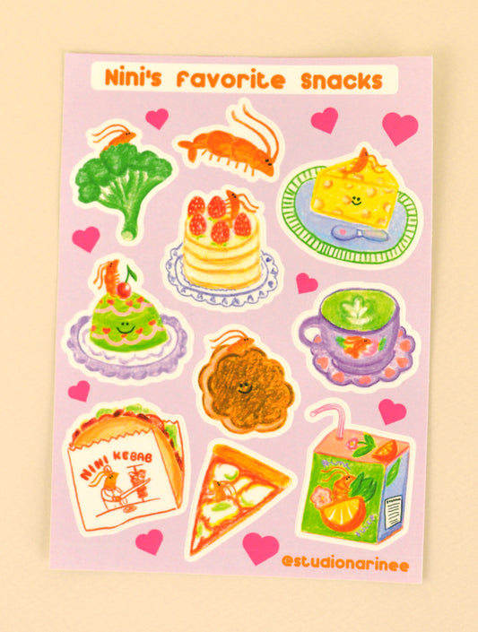 Nini's Favorite Snacks– Planche de stickers  A6