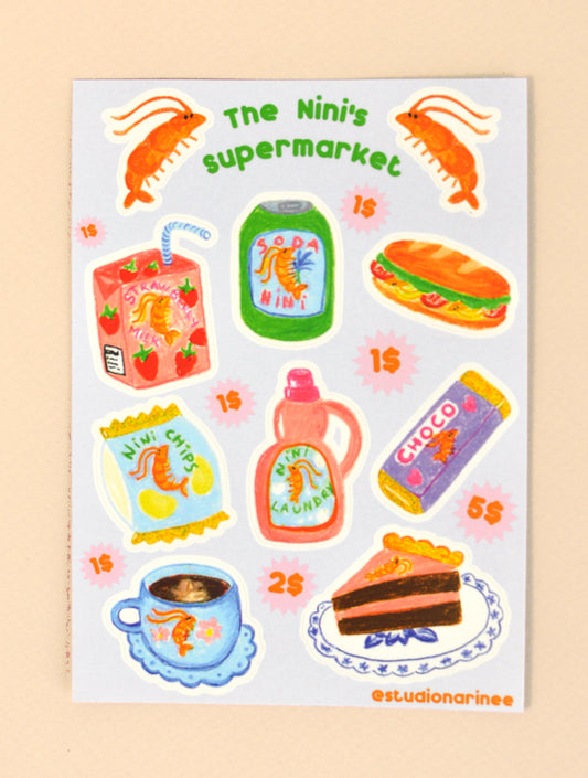 Supermarket – Planche de stickers A6