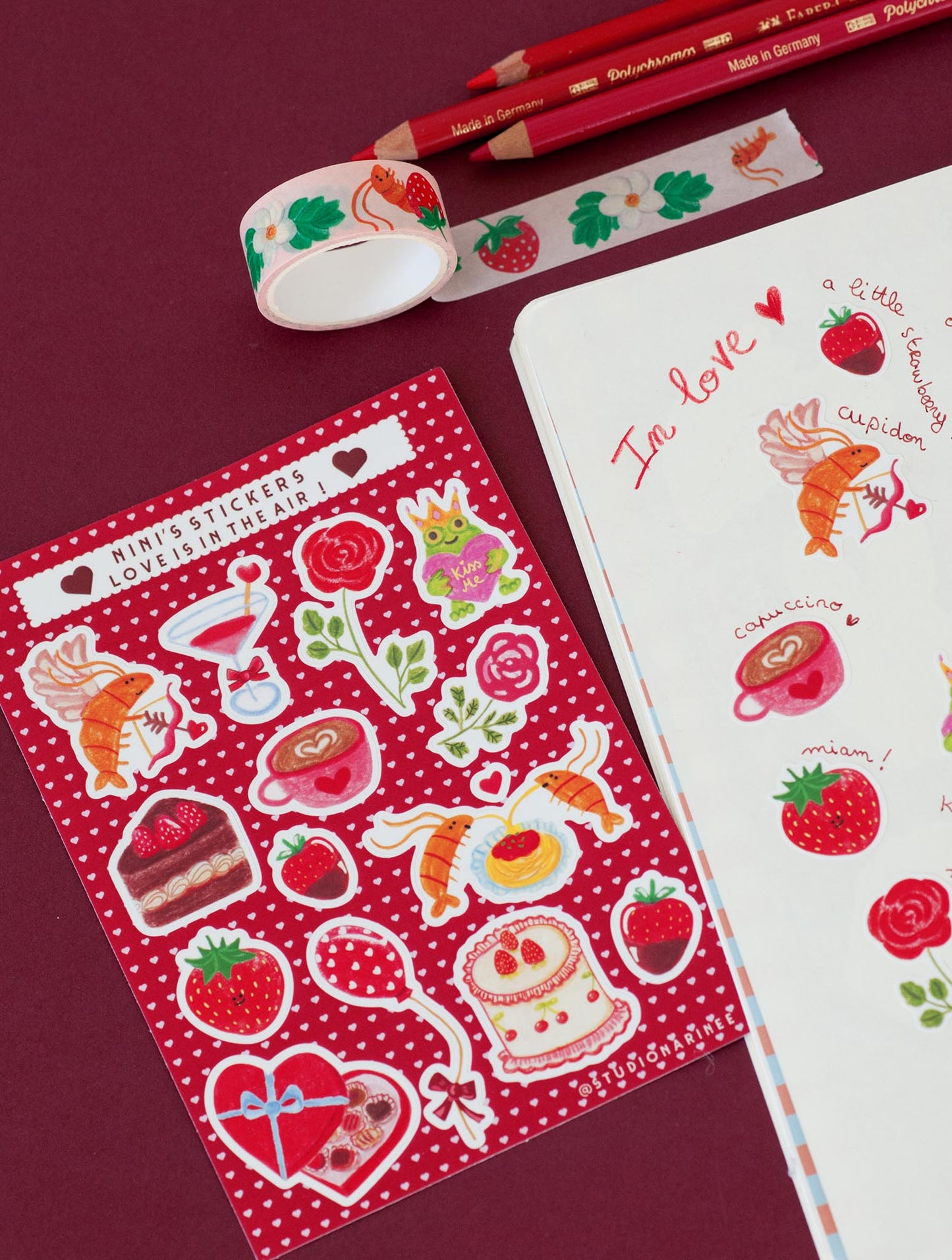 Love is in the air !  Planche de stickers A6