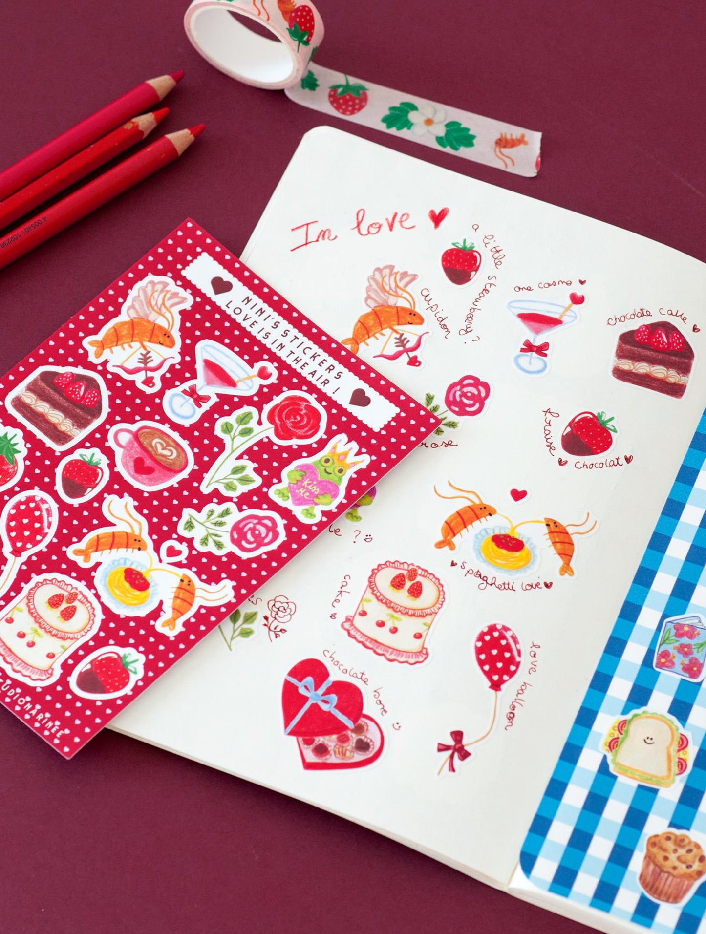 Love is in the air !  Planche de stickers A6